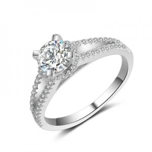 JZ112 Wedding jewelry silver split finger ring with cz
